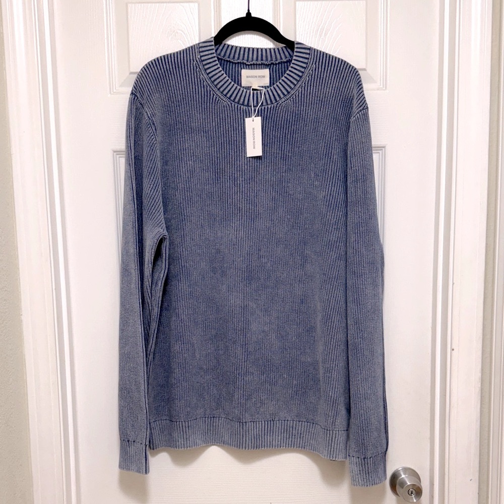NWT Mason Row Acid Washed Snake Stitch Crewneck Sweater - Picture 2 of 6